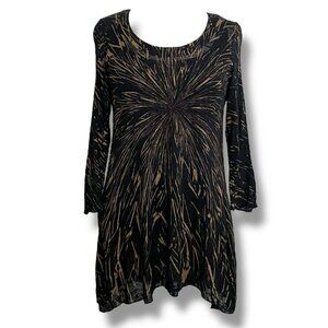 Miraclebody by Miraclesuit Womens Tunic Top Sz Small Black Gold Shapewear Blouse
